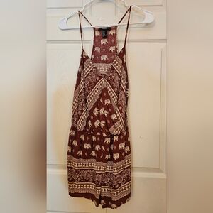 Forever 21 Burgundy Elephant Paisley Boho Romper - Size Medium